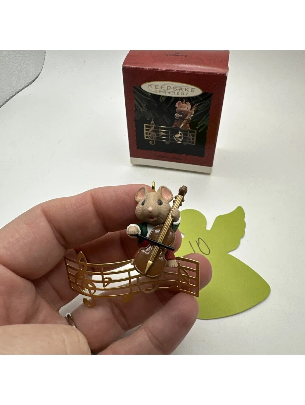 1993 Hallmark Keepsake Ornament Makin Music Brass  Mouse Playing Cello Violin